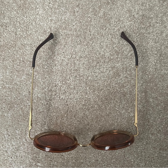 the row linda farrow gallery beige brown round oversized sunglasses main image 6